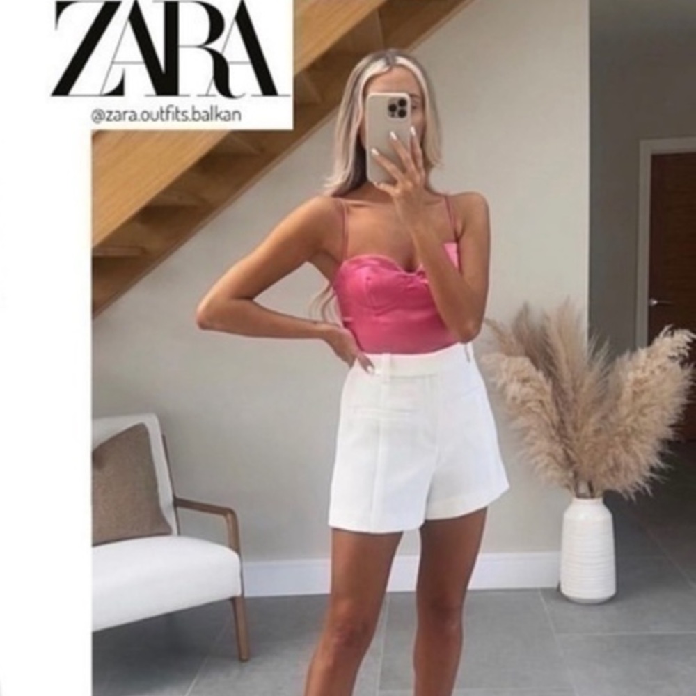Zara Pink Satin Corset Bodysuit NWOT | Blogger Favorite Date Night Top Sexy Luxe - Picture 3 of 11